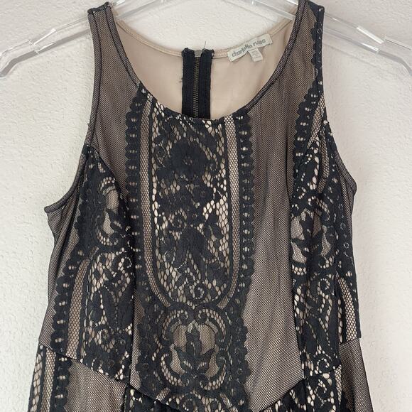 Charlotte Russe Romper XS‎ Black Nude Lace Boho Festival Date Night - Picture 3 of 9